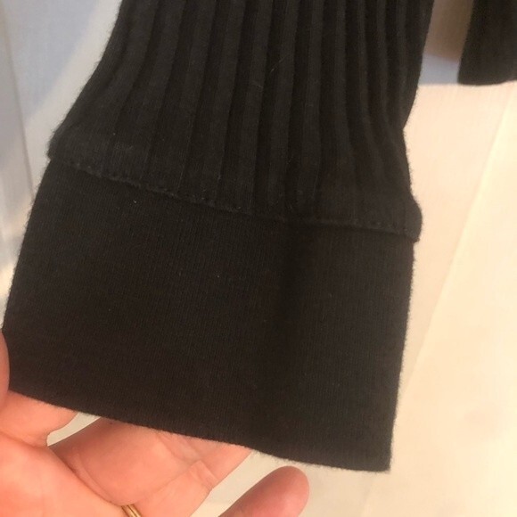 LAUREN RALPH LAUREN Large Black Ribbed Sweater Scoop Neck Popover Stretch Cotton - Picture 7 of 7